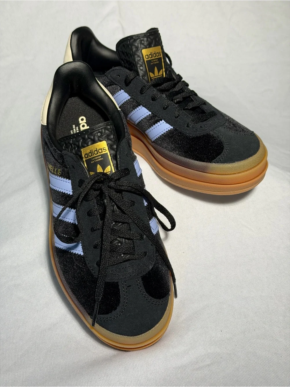 Adidas Gazelle Bold Triple Stack Black Velvet Purple Platform Girls 4.5 Y/W6 NWT